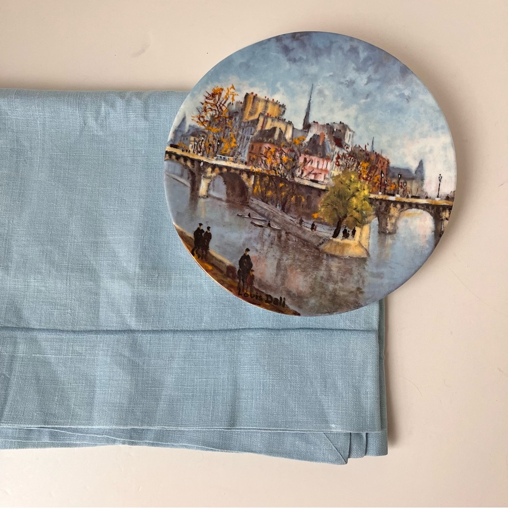 Vintage Solid Blue Color Cotton Tablecloth Approximately 42 x 44 - Picture 13 of 15